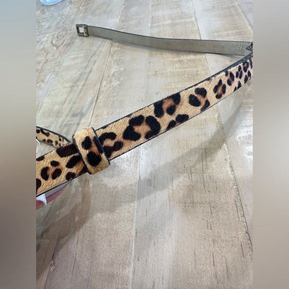 Another line women’s calf hair leather belt print animal print adjustable slide - Picture 6 of 10